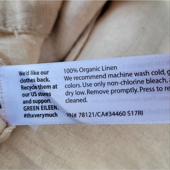 Eileen Fisher Organic Linen Tapered Pant Cream Oatmeal size Large - Picture 5 of 6